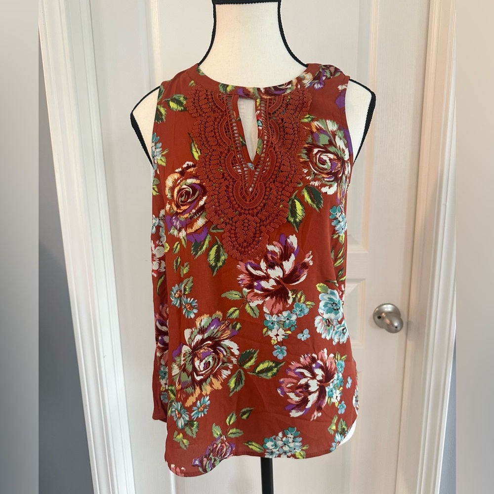 Daniel Rainn Women’s Sleeveless Top - Petite Extra Small Embroidery Floral - NWT